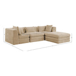 Stellar 114" Chenille Fabric Upholstered 4Pc. Modular Sectional in Beige