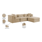 Stellar 114" Chenille Fabric Upholstered 4Pc. Modular Sectional in Beige
