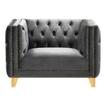Michelle Velvet Upholstered Chair in Grey