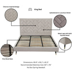Crosby Velvet Upholstered King Bed in Greige