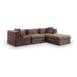 Stellar 114" Chenille Fabric Upholstered 4Pc. Modular Sectional in Brown
