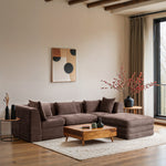 Stellar 114" Chenille Fabric Upholstered 4Pc. Modular Sectional in Brown