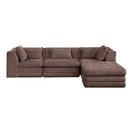 Stellar 114" Chenille Fabric Upholstered 4Pc. Modular Sectional in Brown