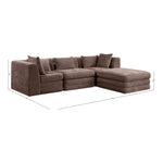 Stellar 114" Chenille Fabric Upholstered 4Pc. Modular Sectional in Brown