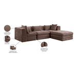 Stellar 114" Chenille Fabric Upholstered 4Pc. Modular Sectional in Brown