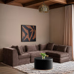 Stellar 114" Chenille Fabric Upholstered 4Pc. Modular Sectional in Brown