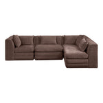 Stellar 114" Chenille Fabric Upholstered 4Pc. Modular Sectional in Brown