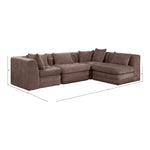 Stellar 114" Chenille Fabric Upholstered 4Pc. Modular Sectional in Brown