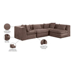 Stellar 114" Chenille Fabric Upholstered 4Pc. Modular Sectional in Brown