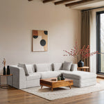 Stellar 114" Chenille Fabric Upholstered 4Pc. Modular Sectional in Cream