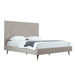 Crosby Velvet Upholstered King Bed in Greige