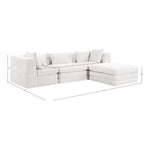 Stellar 114" Chenille Fabric Upholstered 4Pc. Modular Sectional in Cream