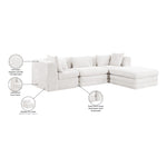 Stellar 114" Chenille Fabric Upholstered 4Pc. Modular Sectional in Cream