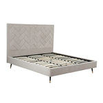 Crosby Velvet Upholstered King Bed in Greige