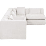 Stellar 114" Chenille Fabric Upholstered 4Pc. Modular Sectional in Cream