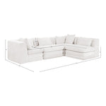 Stellar 114" Chenille Fabric Upholstered 4Pc. Modular Sectional in Cream