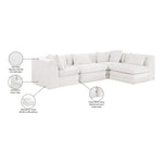 Stellar 114" Chenille Fabric Upholstered 4Pc. Modular Sectional in Cream