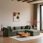 Stellar 114" Chenille Fabric Upholstered 4Pc. Modular Sectional in Green