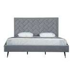 Crosby Velvet Upholstered King Bed in Gray