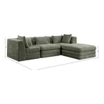 Stellar 114" Chenille Fabric Upholstered 4Pc. Modular Sectional in Green