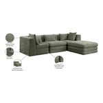 Stellar 114" Chenille Fabric Upholstered 4Pc. Modular Sectional in Green