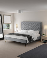 Crosby Velvet Upholstered King Bed in Gray