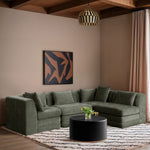 Stellar 114" Chenille Fabric Upholstered 4Pc. Modular Sectional in Green