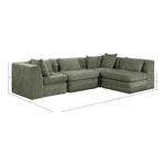 Stellar 114" Chenille Fabric Upholstered 4Pc. Modular Sectional in Green