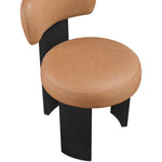 Atelier Vegan Leather Upholstered Dining Chair in Cognac