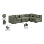 Stellar 114" Chenille Fabric Upholstered 4Pc. Modular Sectional in Green