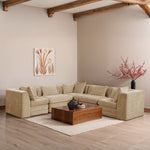 Stellar 114" Chenille Fabric Upholstered 5Pc. Modular Sectional in Beige