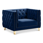 Michelle Velvet Upholstered Chair in Navy