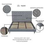 Crosby Velvet Upholstered King Bed in Gray