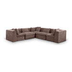 Stellar 114" Chenille Fabric Upholstered 5Pc. Modular Sectional in Brown