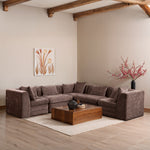 Stellar 114" Chenille Fabric Upholstered 5Pc. Modular Sectional in Brown