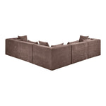 Stellar 114" Chenille Fabric Upholstered 5Pc. Modular Sectional in Brown