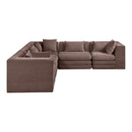 Stellar 114" Chenille Fabric Upholstered 5Pc. Modular Sectional in Brown