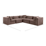 Stellar 114" Chenille Fabric Upholstered 5Pc. Modular Sectional in Brown