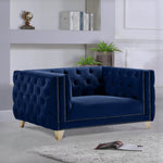 Michelle Velvet Upholstered Chair in Navy