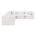Stellar 114" Chenille Fabric Upholstered 5Pc. Modular Sectional in Cream