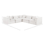 Stellar 114" Chenille Fabric Upholstered 5Pc. Modular Sectional in Cream