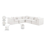 Stellar 114" Chenille Fabric Upholstered 5Pc. Modular Sectional in Cream