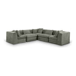 Stellar 114" Chenille Fabric Upholstered 5Pc. Modular Sectional in Green