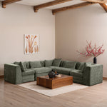 Stellar 114" Chenille Fabric Upholstered 5Pc. Modular Sectional in Green
