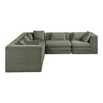 Stellar 114" Chenille Fabric Upholstered 5Pc. Modular Sectional in Green