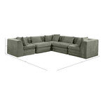 Stellar 114" Chenille Fabric Upholstered 5Pc. Modular Sectional in Green