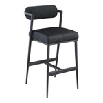 Stryker Boucle Fabric And Vegan Leather Upholstered Bar Stool in Black