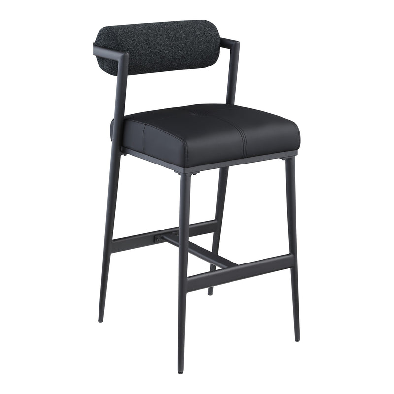 Stryker Boucle Fabric And Vegan Leather Upholstered Bar Stool in Black