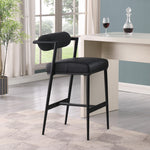 Stryker Boucle Fabric And Vegan Leather Upholstered Bar Stool in Black