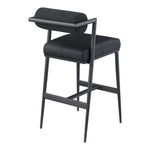 Stryker Boucle Fabric And Vegan Leather Upholstered Bar Stool in Black